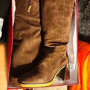 Vince Camuto wide calf brown suede over the knee boots, sz 12